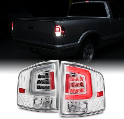 AKKON - Fits 1994-2004 Chevy S10 Pickup GMC Sonoma 96-00 Isuzu Hombre DRL LED Tube Black Tail Lights Pair Left+Right in Kuwait