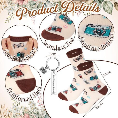 Gilprop 6 Pcs Photographer Gift Camera Lover Shopping Bag Keychain Cosmetic Bag Spiral Notebook Ballpoint Pen Socks Don't Lose Your Focus Photography Inspirational Motivational Birthday Valentine Gift in Saudi Arabia