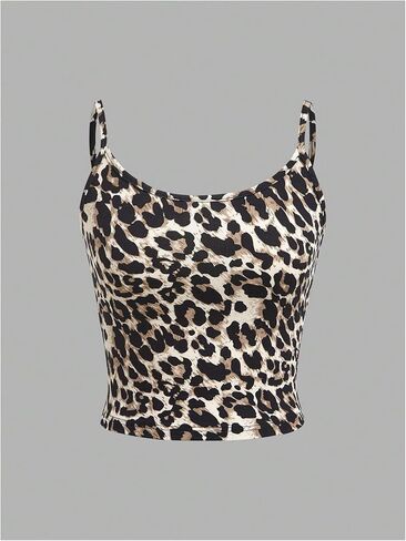 GORGLITTER المرأة الفهد ليوبارد طباعة كامو المحاصيل قمم بلا أكمام مفتوحة الظهر Strappy الصيف عارضة 4 حزمة قمم in Kuwait
