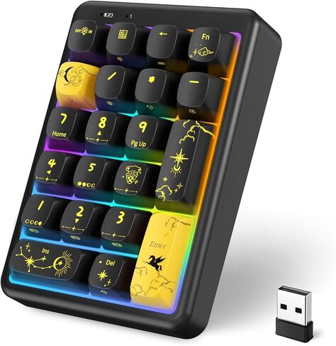 NumberPad ، 21Keys Hotswappable Numpad ، Bluetooth5.0/2.4g/type-C لوحة مفاتيح رقمية لاسلكية ، لوحة مفاتيح لوحة مفاتيح قابلة لإعادة الشحن ، لوحة مفاتيح Mechanical RGB مع PBT Keycap لجهاز الكمبيوتر المحمول للكمبيوتر المحمول للكمبيوتر الشخصي in Saudi Arabia