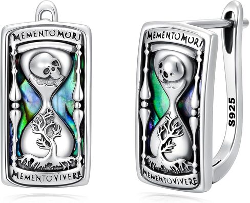 PROESS Cross Faith/Hourglass Skull Earrings for Women 925 Sterling Silver Abalone Shell Leverback Earrings Jewelry Gifts for Chrismas Birthday Anniversary in Saudi Arabia