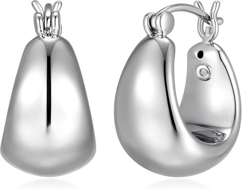 Amazon Essentials (Demi's Pick) Dome Hoop Earrings for Women - Fine Silver Plated, Trendy Jewelry in Saudi Arabia