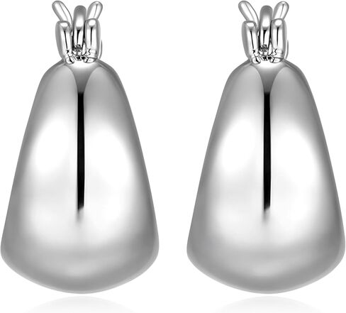 Amazon Essentials (Demi's Pick) Dome Hoop Earrings for Women - Fine Silver Plated, Trendy Jewelry in Saudi Arabia