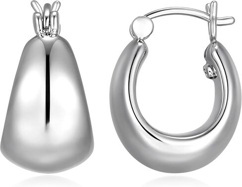 Amazon Essentials (Demi's Pick) Dome Hoop Earrings for Women - Fine Silver Plated, Trendy Jewelry in Saudi Arabia