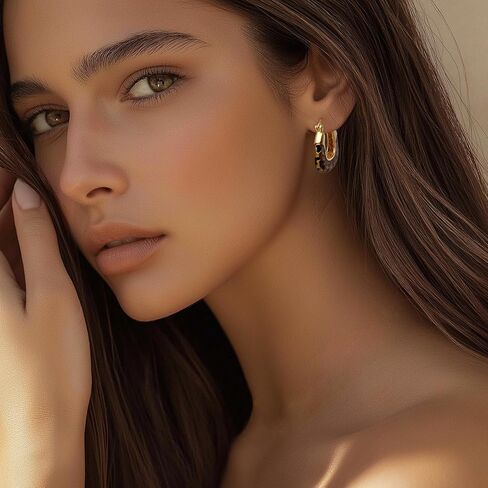 Frigotine Chunky Gold Hoop Earrings for Women, Trendy Vintage Geometric Leopard Print Earing Prom Fashion Jewelry Gift in Saudi Arabia