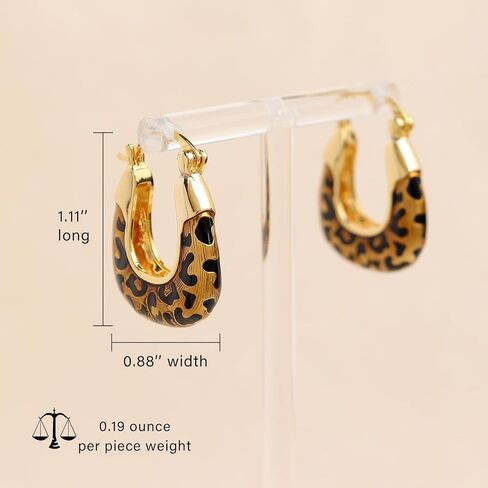 Frigotine Chunky Gold Hoop Earrings for Women, Trendy Vintage Geometric Leopard Print Earing Prom Fashion Jewelry Gift in Saudi Arabia