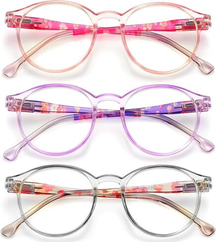 LANLANG 5 Pack Blue light blocking Reading Glasses for Women with Spring Hinge, Round, 5 Colors, PC frame, Lightweight in Saudi Arabia