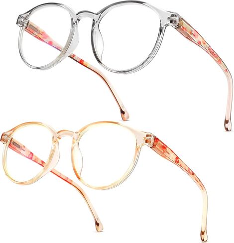 LANLANG 5 Pack Blue light blocking Reading Glasses for Women with Spring Hinge, Round, 5 Colors, PC frame, Lightweight in Saudi Arabia