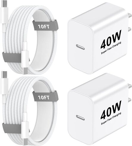 iPhone 15 16 Fast Charger 10 FT,2Pack 20W Rapid USB C Wall Charger Block Adapter with 10FT Type C to USB C Data Sync Charging Cord for iPhone 16/16 Plus/16 Pro/16 Pro Max/15/15 Plus/15 Pro/15 Pro Max in Saudi Arabia