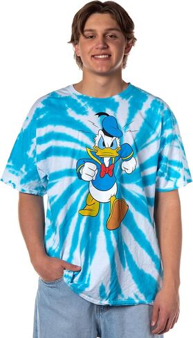 Disney Donald Duck Men's Angry Walk Spiral Tie-Dye Design Adult Short Sleeve Crewneck T-Shirt in Saudi Arabia