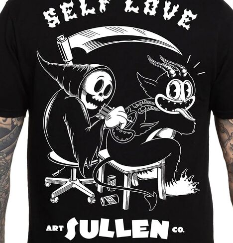 Sullen Men's Self Love Artist Series Tattoo Lifestyle Graphic Premium Short Sleeve Tee Black in Saudi Arabia