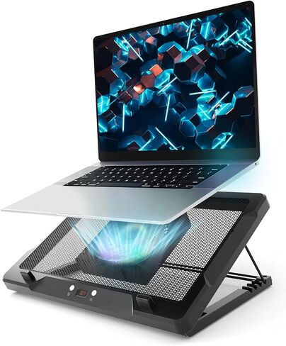 DEPGI Laptop Cooling Pad, Laptop Cooler Stand with 5.5" Movable Fan Easy to Clean, 10 RGB Light Modes, Auto Temp Sensor & 3-Speed Manual Control, Ultra Quiet ≤40dB for 14–17.3 Inch Laptops in Saudi Arabia