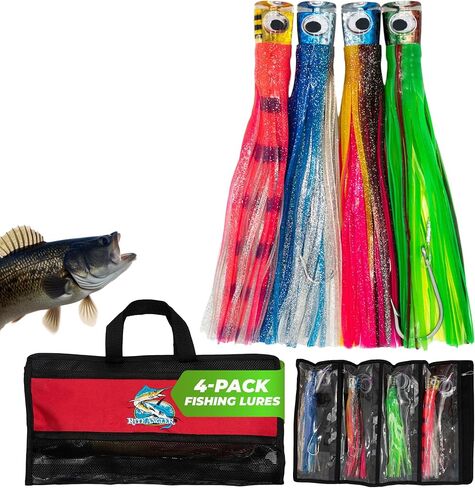 8″ Chugger Head Trolling Lures, Set of 10 Trolling Lures Saltwater Fishing Lure for Tuna, Marlin, Mahi, Dolphin, Dorado, Wahoo & Teasers in Carrying Case for Offshore Big Game Fishing in Kuwait
