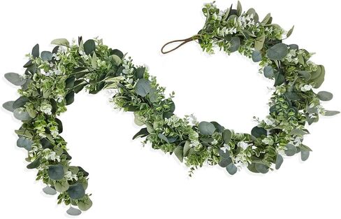 GOVIRAYE 6FT Artificial Eucalyptus Garland – Non-Shedding Greenery Vine for Farmhouse, Wedding & Home Decor in Saudi Arabia