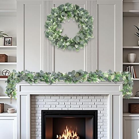 GOVIRAYE 6FT Artificial Eucalyptus Garland – Non-Shedding Greenery Vine for Farmhouse, Wedding & Home Decor in Saudi Arabia