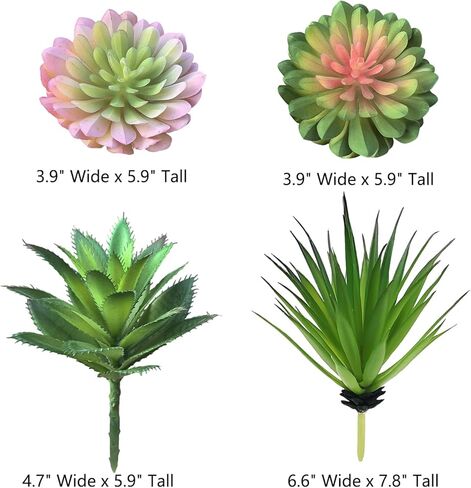 مجموعة نباتات عصارية صناعية مكونة من 4 قطع من Gcrdplat، نباتات عصارية مزيفة واقعية لديكور المنزل والحديقة والحفلات in Kuwait