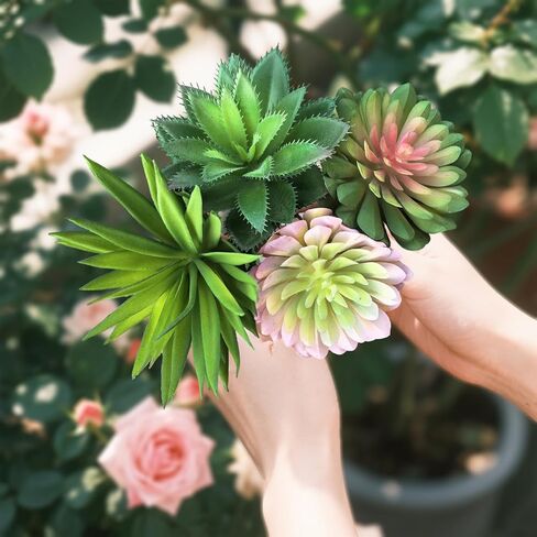 مجموعة نباتات عصارية صناعية مكونة من 4 قطع من Gcrdplat، نباتات عصارية مزيفة واقعية لديكور المنزل والحديقة والحفلات in Kuwait