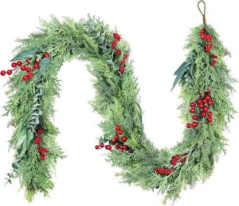 GOVIRAYE 6FT Artificial Eucalyptus Garland – Non-Shedding Greenery Vine for Farmhouse, Wedding & Home Decor in Saudi Arabia