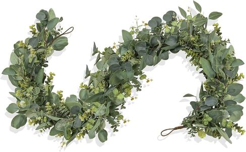 GOVIRAYE 6FT Artificial Eucalyptus Garland – Non-Shedding Greenery Vine for Farmhouse, Wedding & Home Decor in Saudi Arabia