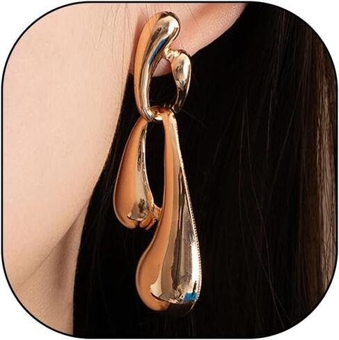 Irregular Liquid Metal Earrings for Women Waterdrop Drop Earrings Thick Pesonality Statement Dangle Earrings Statement Earrings Jewelry in Saudi Arabia