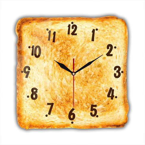 12 Inch Kitchen Wall Clock, Toast Breakfast Wall Watch Clock Silent Non Ticking Quartz Bake Bread Analog Round Wall Art Clock for Restaurant Dining Room Canteen Bakery in Saudi Arabia