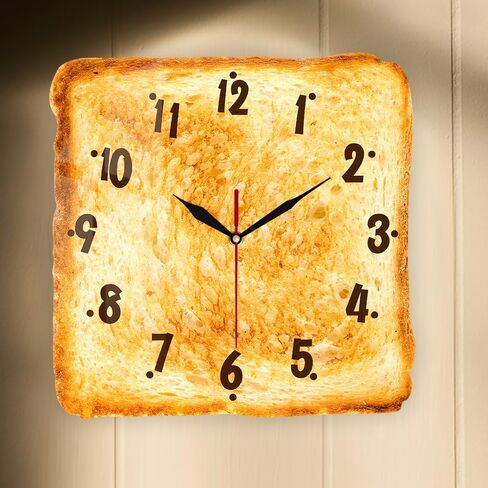12 Inch Kitchen Wall Clock, Toast Breakfast Wall Watch Clock Silent Non Ticking Quartz Bake Bread Analog Round Wall Art Clock for Restaurant Dining Room Canteen Bakery in Saudi Arabia