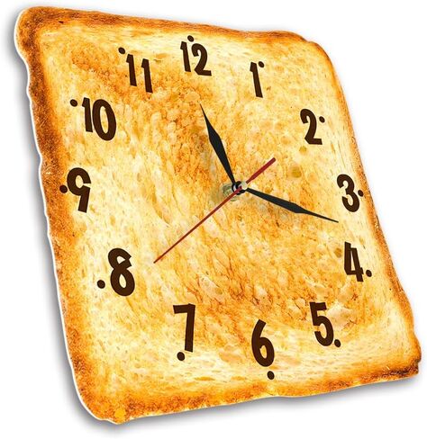 12 Inch Kitchen Wall Clock, Toast Breakfast Wall Watch Clock Silent Non Ticking Quartz Bake Bread Analog Round Wall Art Clock for Restaurant Dining Room Canteen Bakery in Saudi Arabia