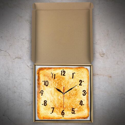 12 Inch Kitchen Wall Clock, Toast Breakfast Wall Watch Clock Silent Non Ticking Quartz Bake Bread Analog Round Wall Art Clock for Restaurant Dining Room Canteen Bakery in Saudi Arabia