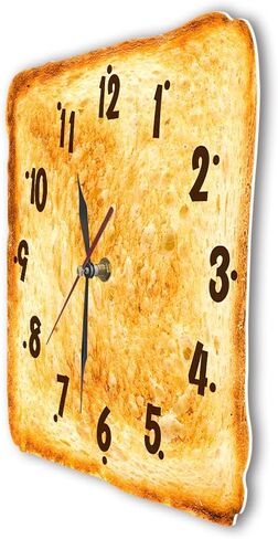 12 Inch Kitchen Wall Clock, Toast Breakfast Wall Watch Clock Silent Non Ticking Quartz Bake Bread Analog Round Wall Art Clock for Restaurant Dining Room Canteen Bakery in Saudi Arabia