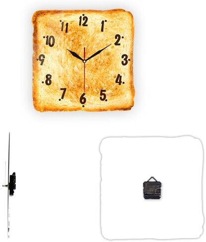 12 Inch Kitchen Wall Clock, Toast Breakfast Wall Watch Clock Silent Non Ticking Quartz Bake Bread Analog Round Wall Art Clock for Restaurant Dining Room Canteen Bakery in Saudi Arabia