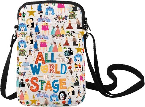LEVLO Musical Crossbody Bag Musical Theatre Fans Gift All The World Is A Stage Drama Shoulder Bag Theatre Drama Merch in Saudi Arabia