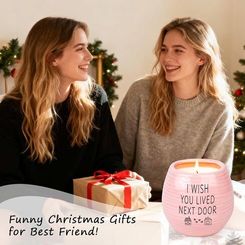 أفضل هدايا عيد ميلاد للنساء، هدايا عيد ميلاد للنساء، BFF، Bestie، Her، أفضل صديق، جرة شموع سيراميكية مصنوعة يدويًا بوزن 10 أونصة، أتمنى لو كنت تعيش في البيت المجاور، شموع لافندر، هدية لمسافات طويلة in Kuwait