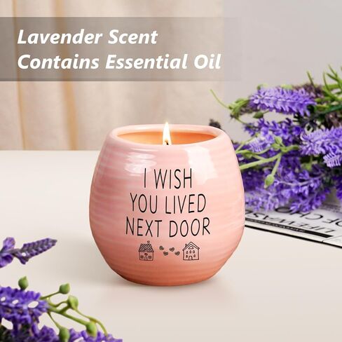 Best Friend Birthday Gifts for Women, Birthday Gifts for Women, BFF, Bestie, Her, Best Friend, 10 Oz Handmade Ceramic Candle Jar, I Wish You Lived Next Door, Lavender Candles, Long Distance Gift in Saudi Arabia