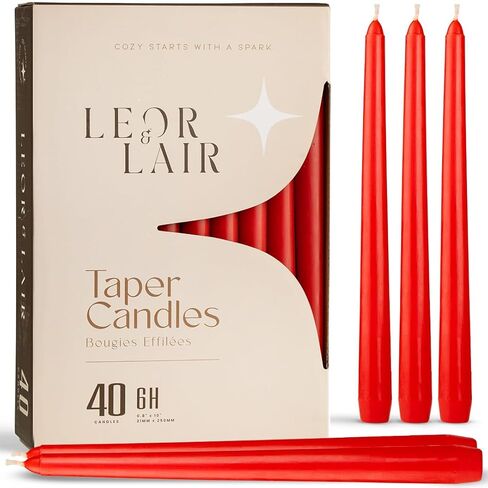 Leor & Lair Ivory Taper Candles – 40 Pack Bulk Taper Candles – 10" Elegant Ivory Candlesticks for Weddings, Restaurants, Holiday Events, Home Decoration & Everyday Ambiance in Saudi Arabia