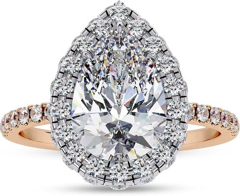 Savearth Diamonds Halo solitaire خواتم الخطبة للنساء ، مركز 10 × 7 مم مقر من الكمثرى مختبر تم إنشاؤه مويسانيت بوعد الوعد لها في الذهب الصلب 10K / 14K أو 925 الفضة الاسترليني in Saudi Arabia