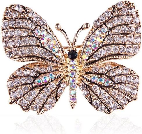 Stylish Rhinestone Shining Butterfly Design Brooch Pin for Women - Unisex Vintage Suit Lapel Pin in Saudi Arabia