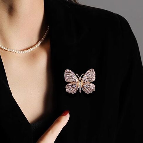 Stylish Rhinestone Shining Butterfly Design Brooch Pin for Women - Unisex Vintage Suit Lapel Pin in Saudi Arabia