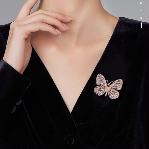 Stylish Rhinestone Shining Butterfly Design Brooch Pin for Women - Unisex Vintage Suit Lapel Pin in Saudi Arabia