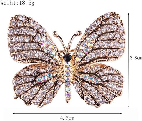 Stylish Rhinestone Shining Butterfly Design Brooch Pin for Women - Unisex Vintage Suit Lapel Pin in Saudi Arabia