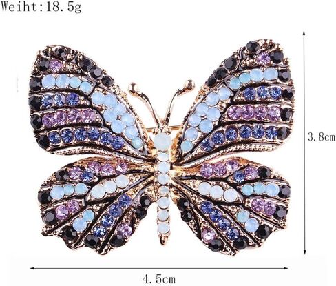 Stylish Rhinestone Shining Butterfly Design Brooch Pin for Women - Unisex Vintage Suit Lapel Pin in Saudi Arabia