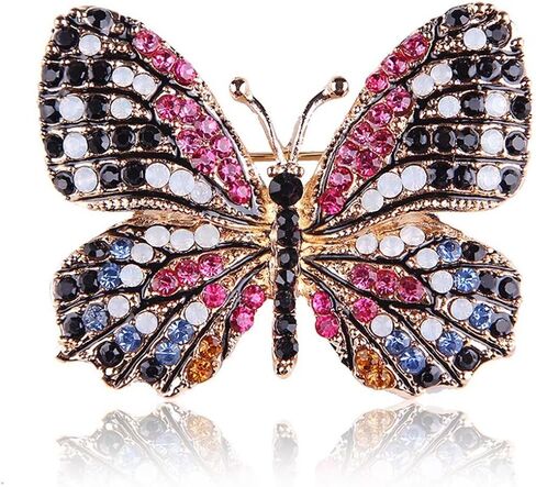 Stylish Rhinestone Shining Butterfly Design Brooch Pin for Women - Unisex Vintage Suit Lapel Pin in Saudi Arabia