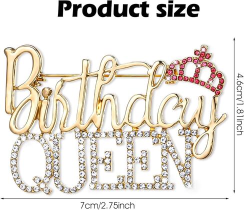 HJZHII Birthday Brooch Pins, Metal Queen Crown Brooch Sparkling Rhinestone Crystal Lapel Pin Elegant Jewelry Gift for Women Birthday Parties Celebrations Special Occasions in Saudi Arabia