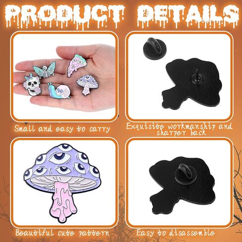 9 Pcs Spooky Enamel Pins for Backpack Punk Goth Skeleton Snail Decorative Lapel Pin for Jacket Hat in Saudi Arabia
