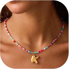 Mujahid Colorful Beaded letter Necklace,Letter A-Z，Women Girls Gifts Trendy Stuff Dainty Letter Choker Necklace Stocking Stuffers.Hypoallergenic Jewelry, Fade-Proof in Saudi Arabia