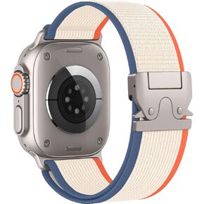 فرقة رياضية مرنة لـ Apple Watch Ultra/2 Bands 49mm 46mm 45mm 44mm 42mm 41mm 41mm 40mm 38mm Men Women ، Parachute Bucachute Nylon Strap Soft Fabric Bandband for Iwatch Series 10 SE 9 8 7 6 5 4 3 3 in Kuwait