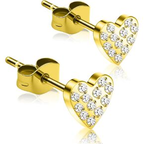 XUU Pure Titanium Stud Earrings, 20G Hypoallergenic Sensitive Ears, Cubic Zirconia Cluster Crystal, Minimalist Design Post 10mm, Gold Silver Cartilage Jewelry for Women Men in Saudi Arabia