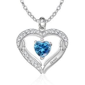 ORFANDE شخصية الفضة الاسترليني اسم الأم قلادة مع 1-5 جوهرة مقلد مخصص القلب قلادة قلادة هدية شخصية لعيد الأم عيد الميلاد in Kuwait