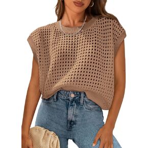 Prettygarden Womens Spring Tops 2025 Summer Dorts Crochet Cap Sleeve Sleve Sweater Pullover Cute Beach Exter in Kuwait