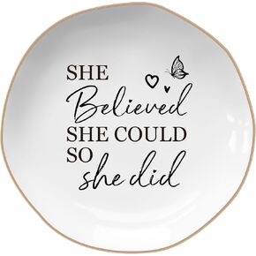 Congratulations for Women - Ceramic Jewelry Tray,Graduation Gifts for Her, New Job Gifts - She Believed She Could so She Did,Master Degree, Phd Graduation Gift for Women in Kuwait