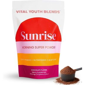 VYB All-in-One Super Powder with Vitamins, Superfoods, Probiotics, Functional Mushrooms, & DIM for Gut Health, Energy, Mood, Hormone Support & Wellness -Chocolate Flavor - 30 Servings in Saudi Arabia